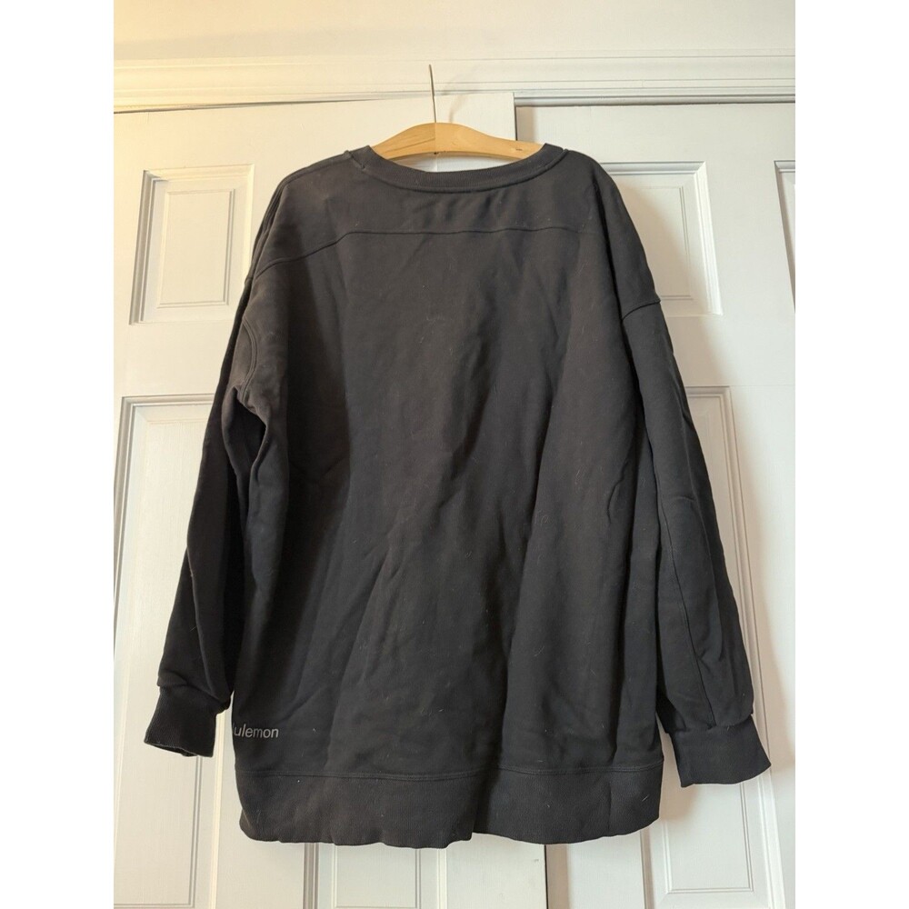 Lululemon Perfectly Oversized Crew Sweatshirt Black Cotton Terry Sz 12 Pullover - Picture 3 of 4